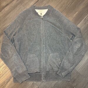 John Varvatos Sweater Mens XL Gray Neck Knit Cardigan Full Zip Wool Converse